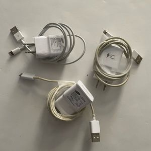 Samsung Travel Adopter Fast Charger + Charging Cable Lot of 3
